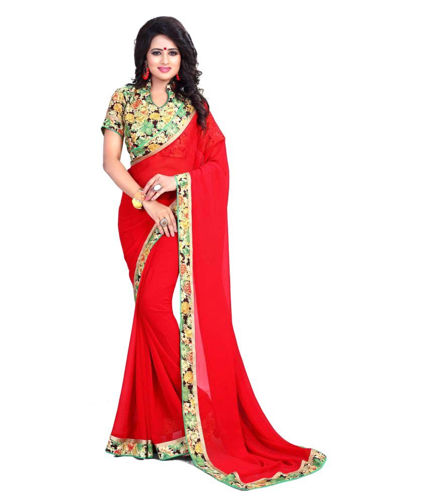 red chiffon sarees online
