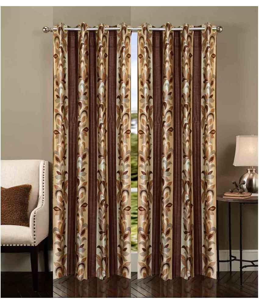     			Stella Creations Set of 2 Door Eyelet Curtains Printed Brown