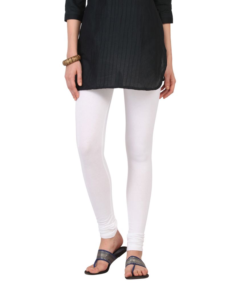 FBB White Solid Churidar Leggings 