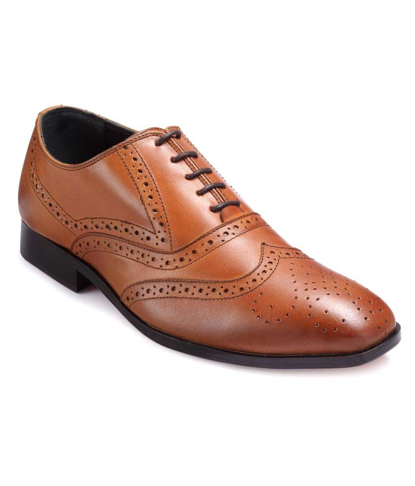 Teakwood Tan Brogue Genuine Leather Formal Shoes Price in Teakwood Tan Brogue Genuine Leather Formal Shoes Price in