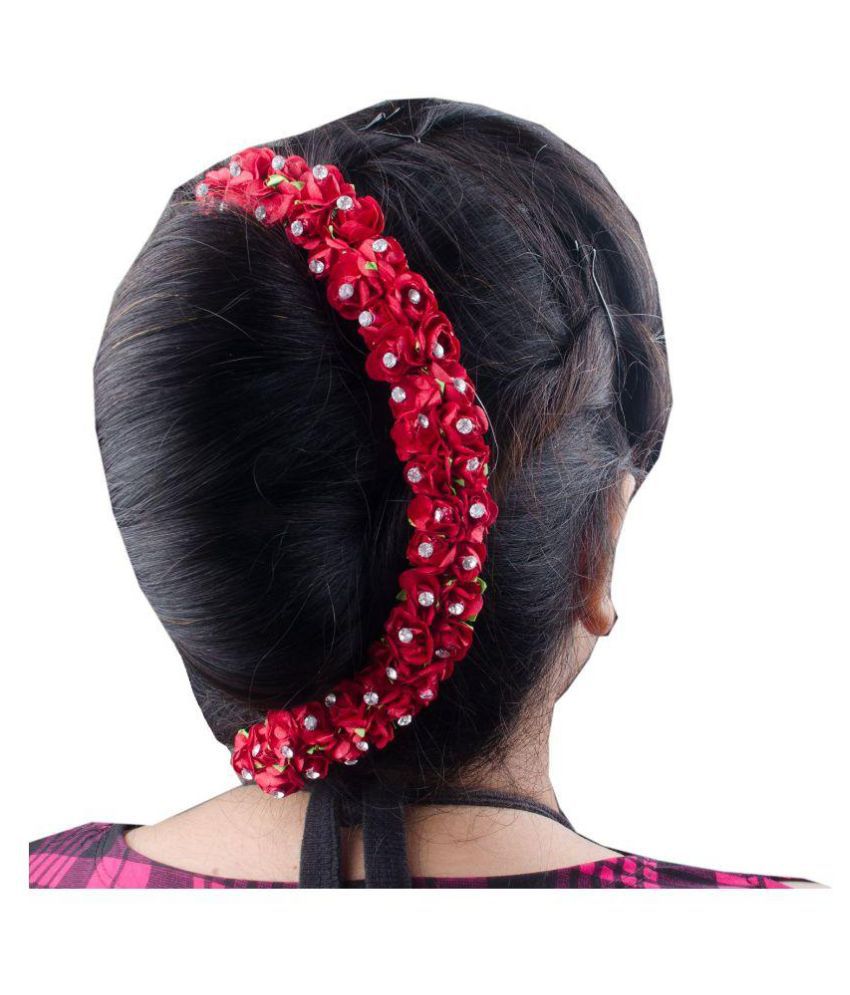 majik red casual gajara hair accessories