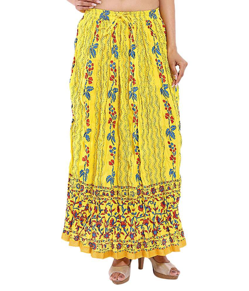 Buy Magnus Yellow Cotton Broomstick Skirt Online at Best Prices in ...