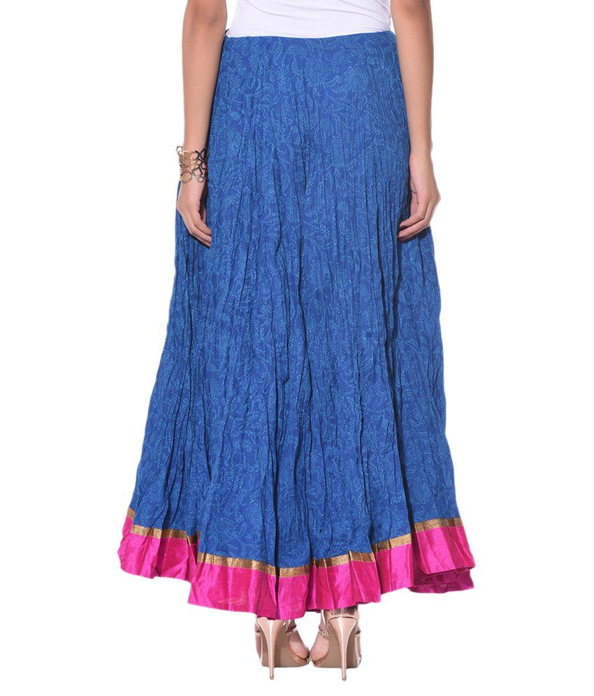Buy Nika Blue Cotton Broomstick Skirt Online at Best Prices in India