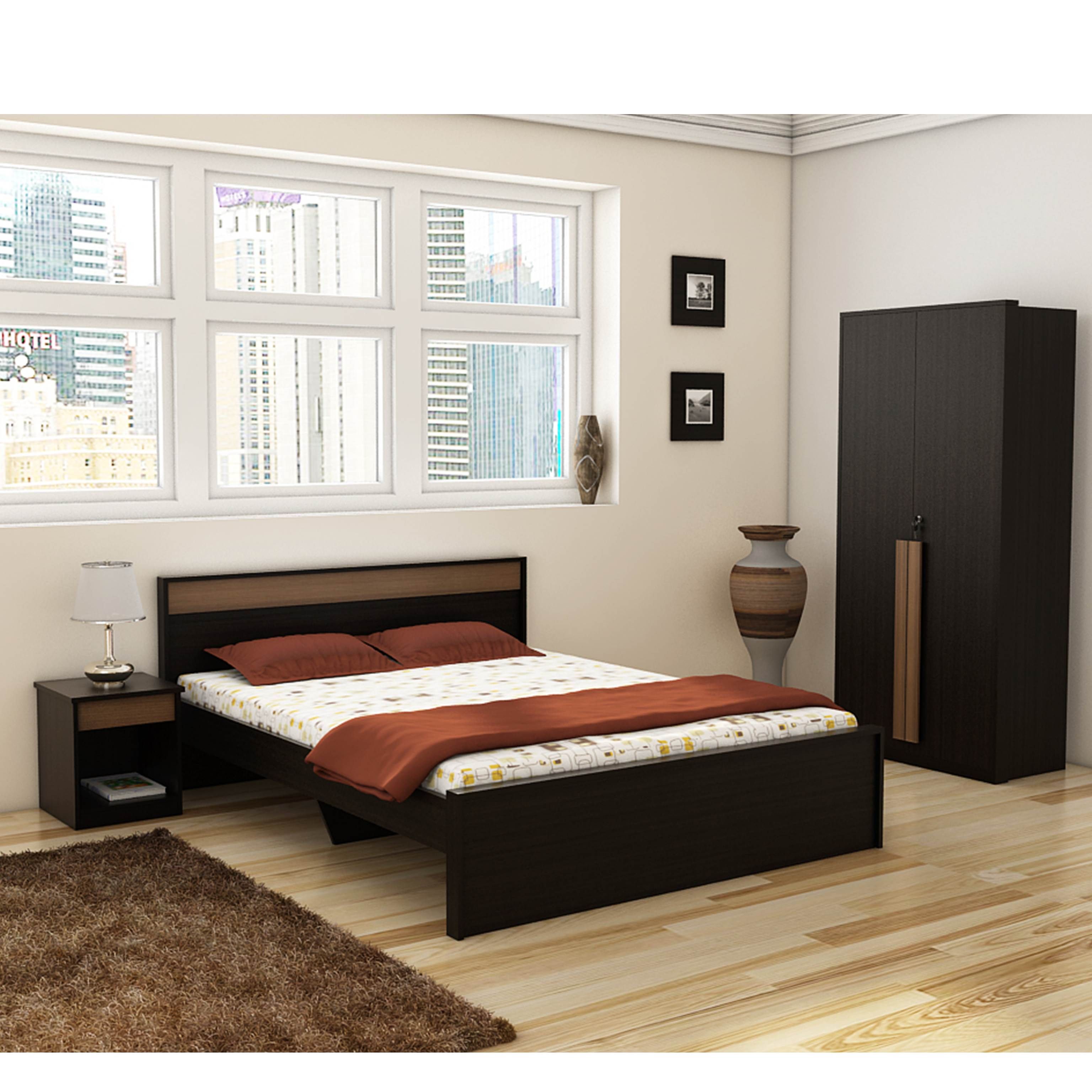 Spacewood Ace Bedroom Set (Queen Bed + 2 Door Wardrobe ...