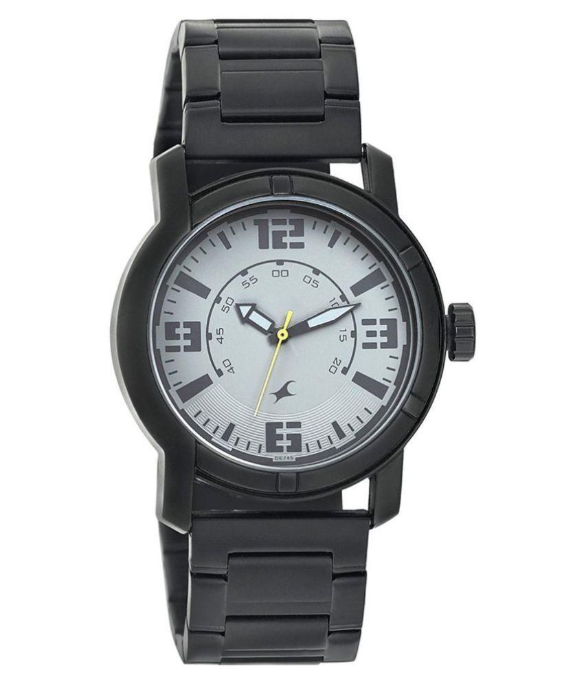 fast track black metal watch