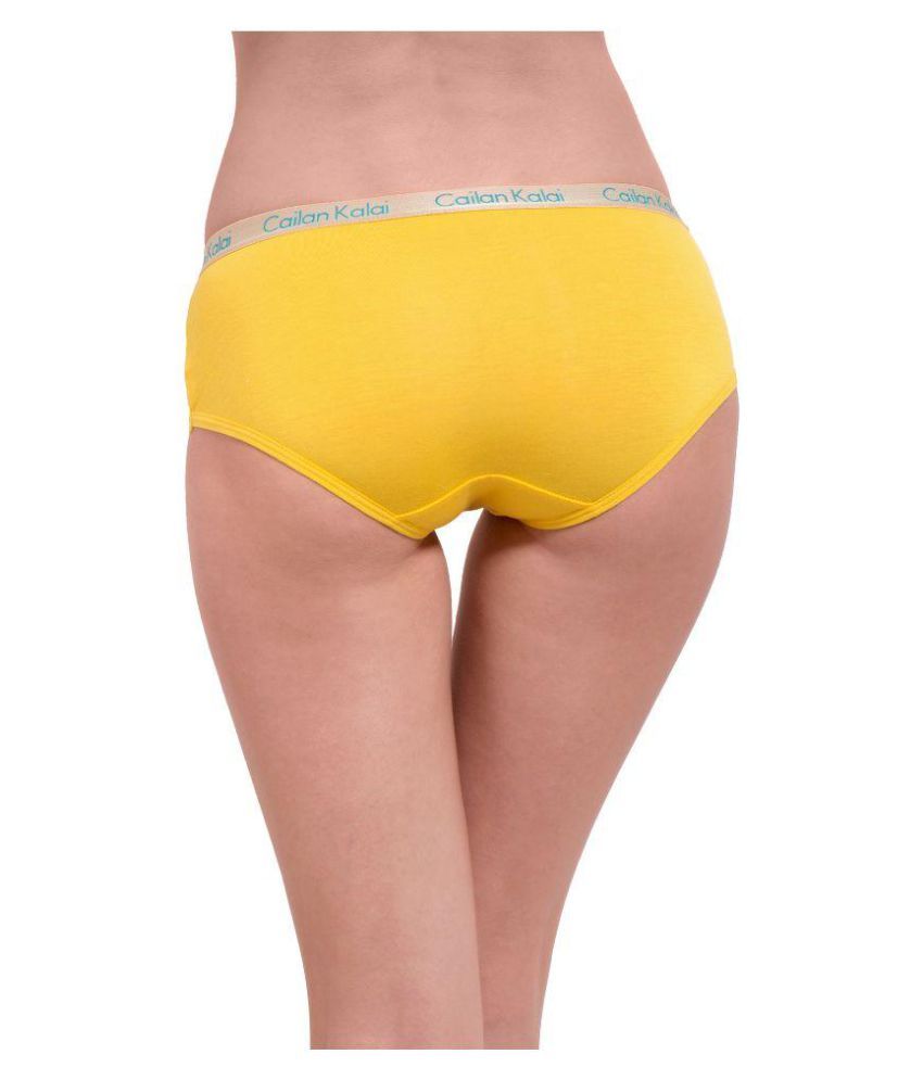 Buy Cailan Kalai Yellow Poly Cotton Bikini Panties Online at Best