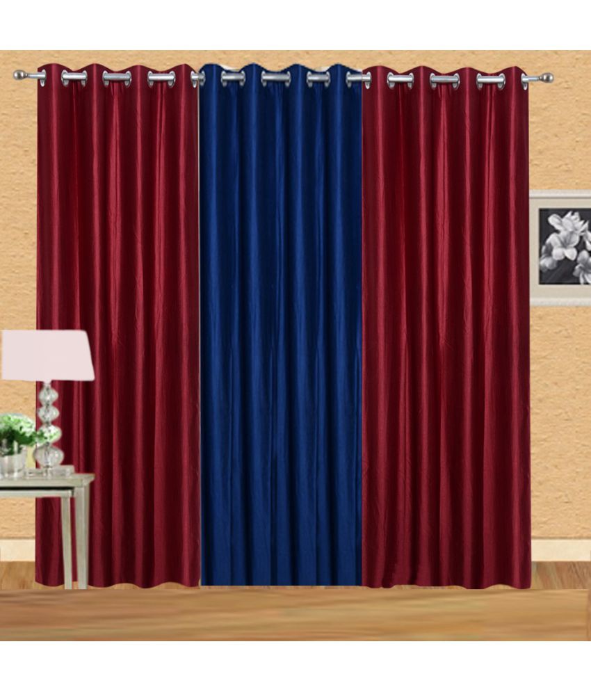     			Stella Creations Set of 3 Door Eyelet Curtains Solid Multi Color