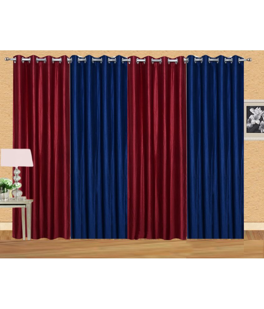     			Stella Creations Set of 4 Window Eyelet Curtains Solid Multi Color