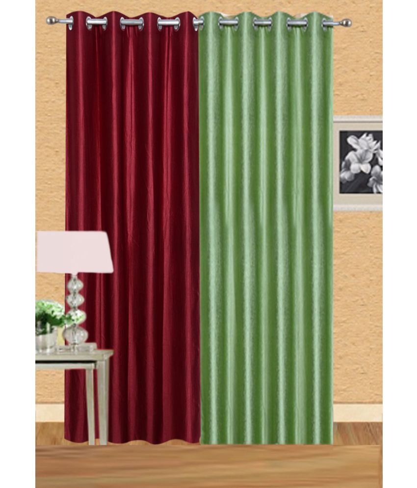     			Stella Creations Set of 2 Door Eyelet Curtains Solid Multi Color