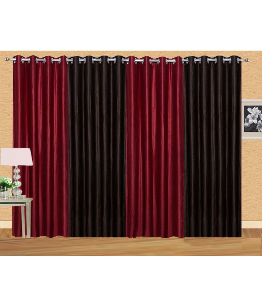     			Stella Creations Set of 4 Long Door Eyelet Curtains Solid Multi Color