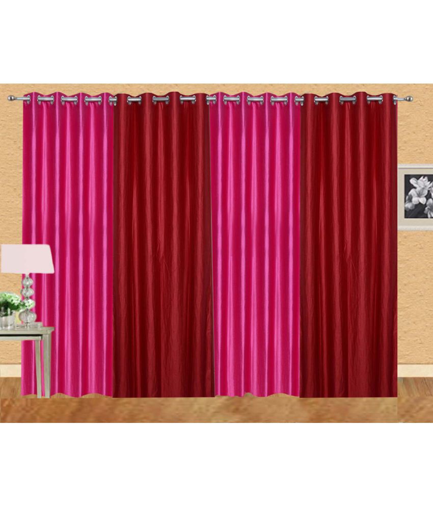     			Stella Creations Set of 4 Long Door Eyelet Curtains Solid Multi Color