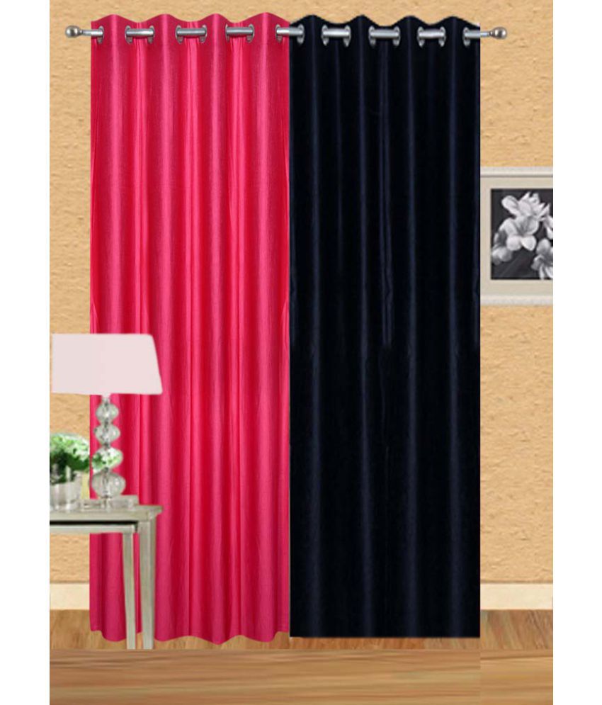    			Stella Creations Set of 2 Door Eyelet Curtains Solid Multi Color