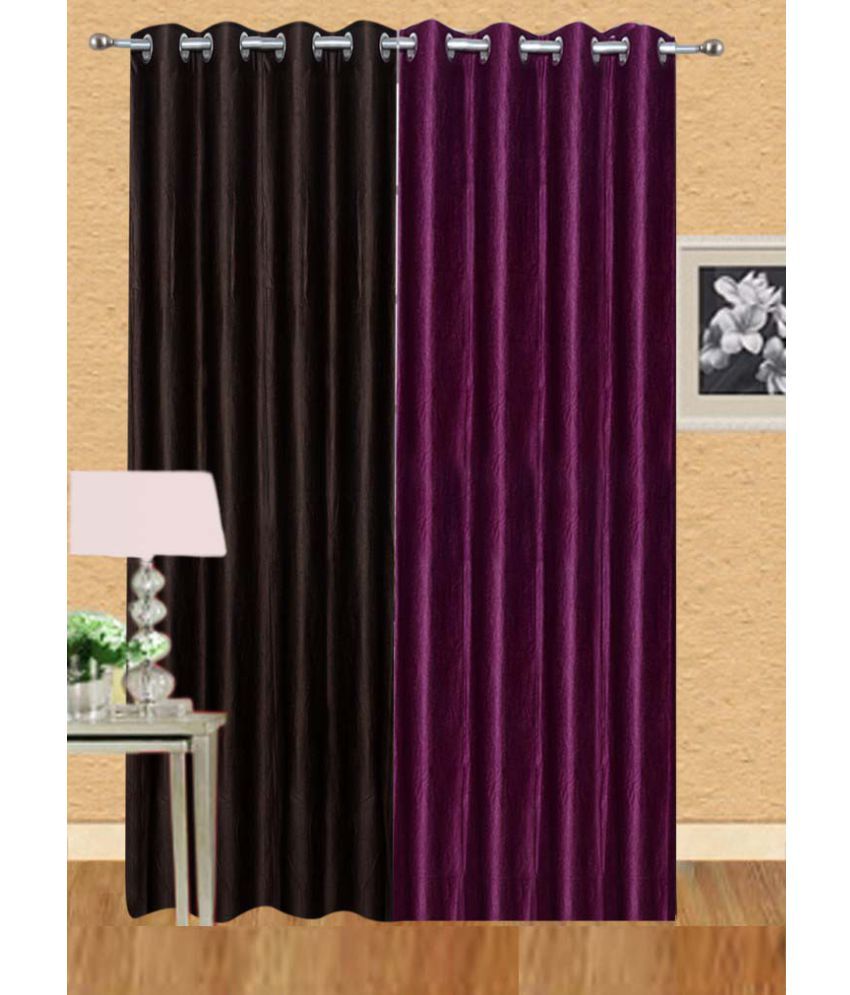     			Stella Creations Set of 2 Door Eyelet Curtains Solid Multi Color