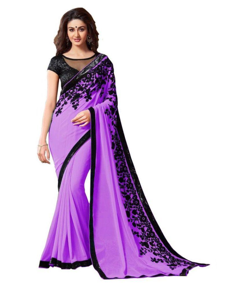 purple chiffon saree