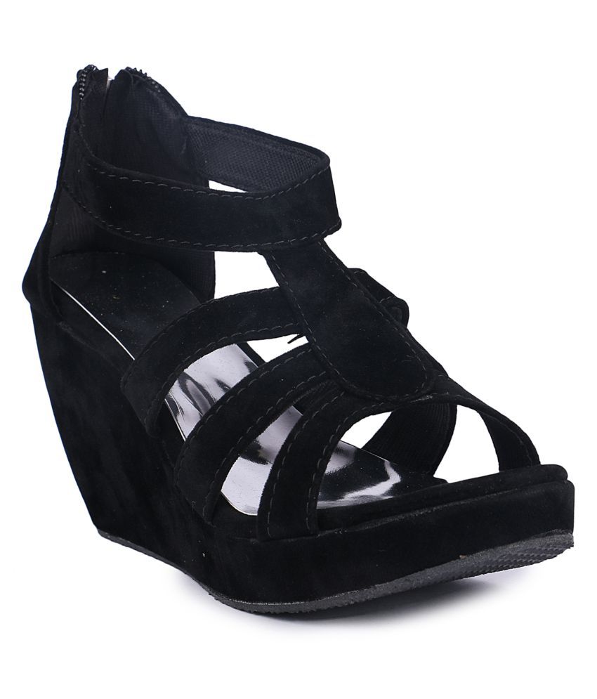 short black wedge heels