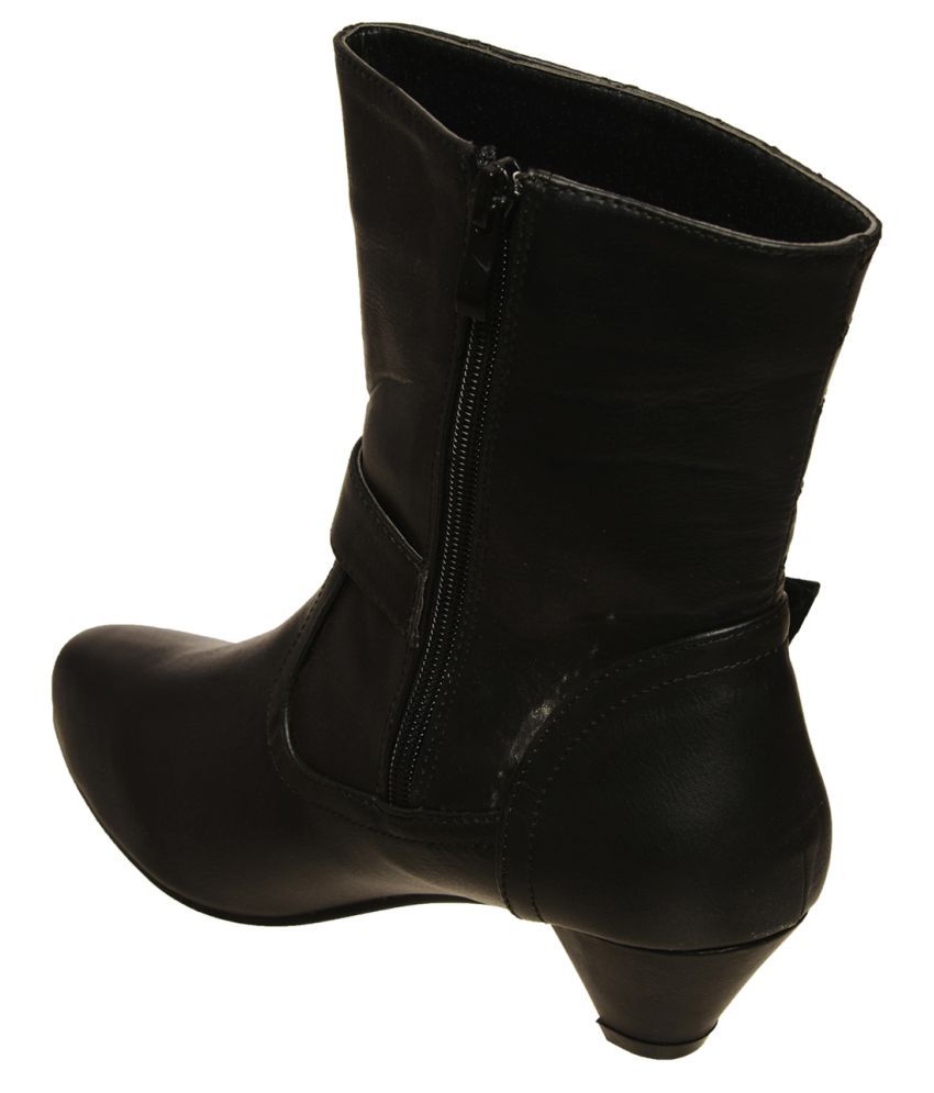 black flat heel booties