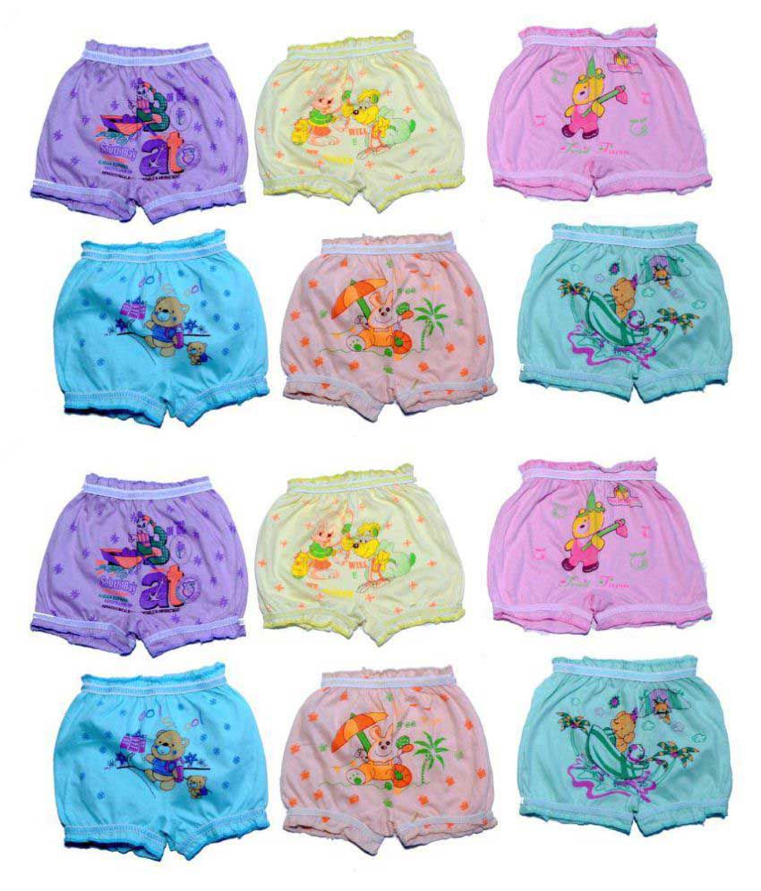     			Vallon multicolour cotton bloomers for baby boys and baby girls-pack of 12