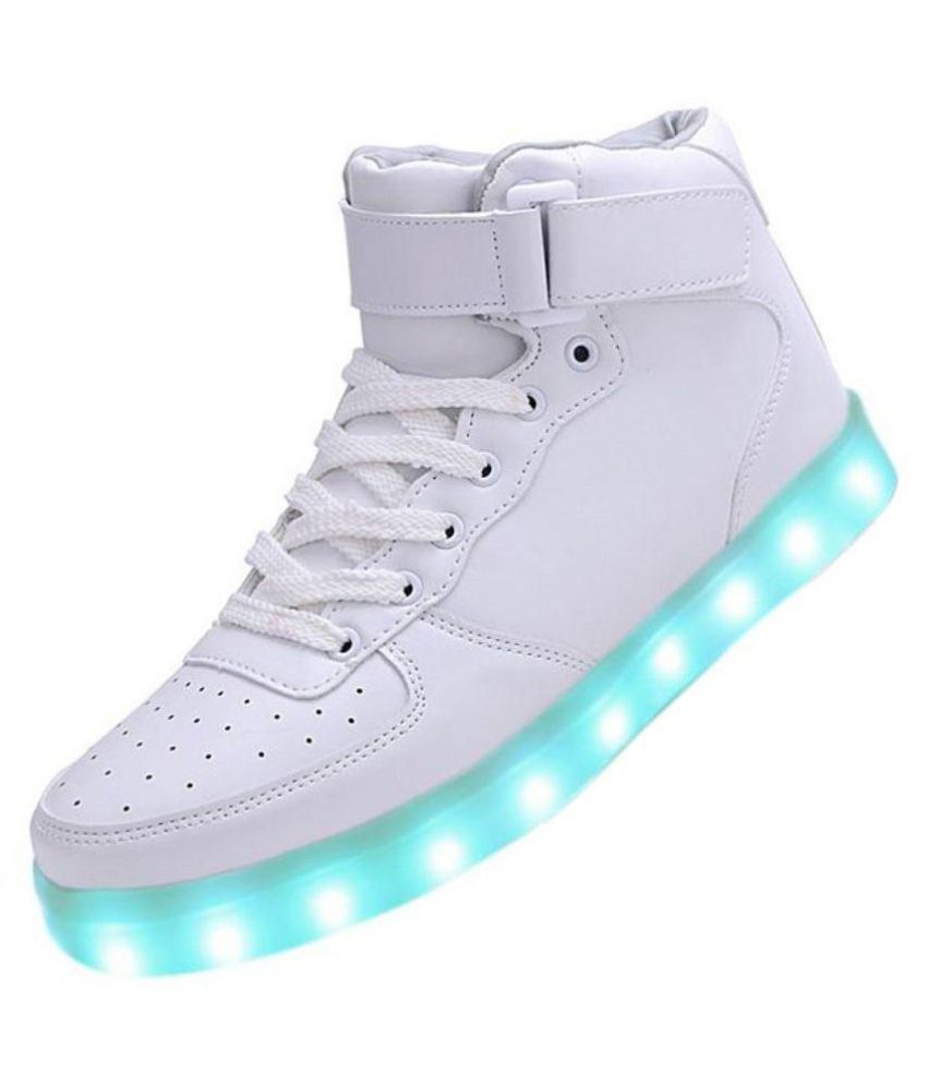 LED Lights White High Top Casual Shoes 