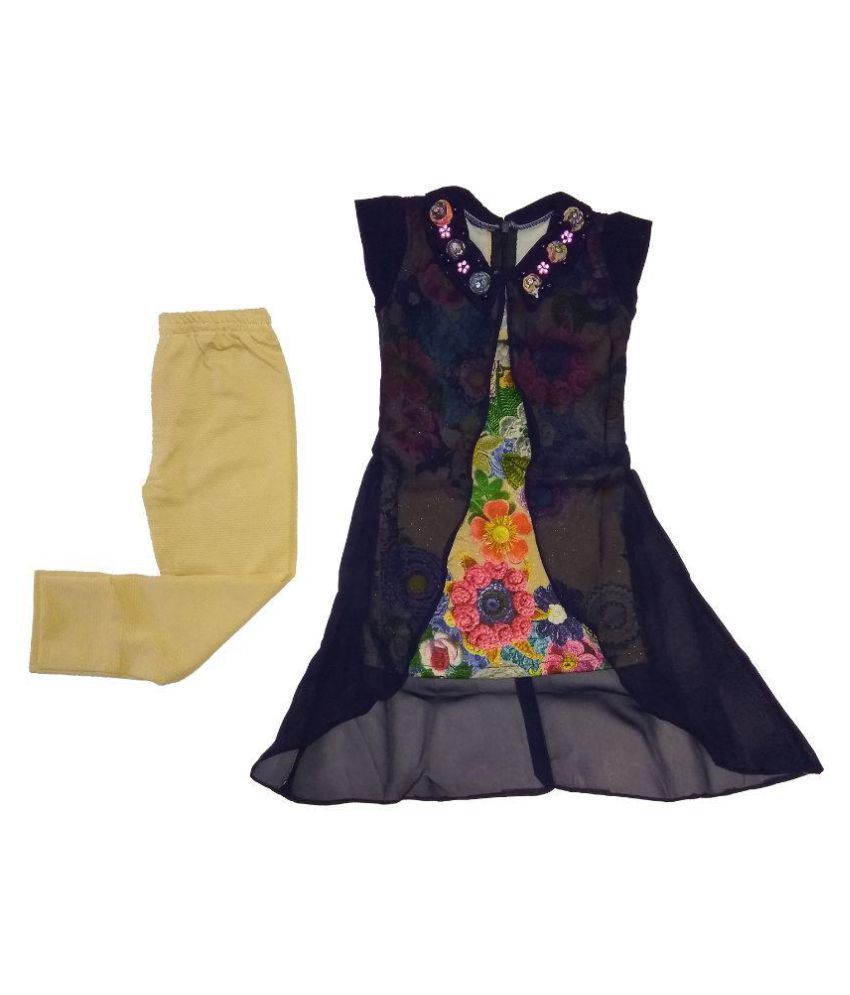     			Arshia Fashions Multicolour Cotton Blend Top and Leggings Set