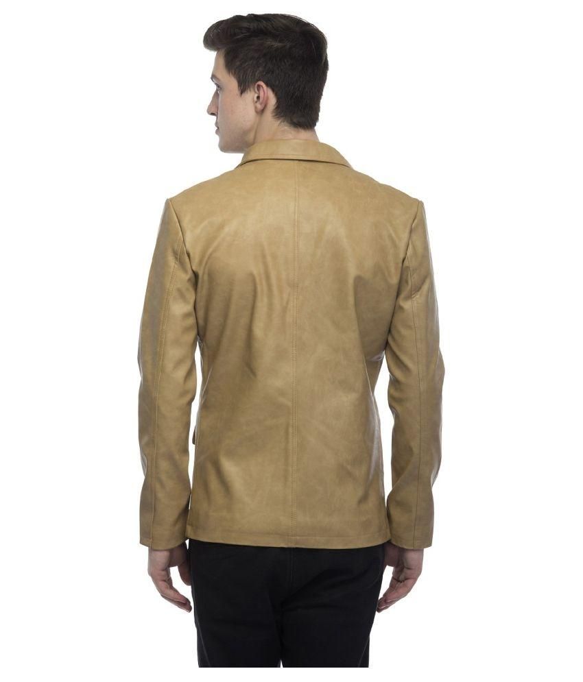 Zipper Khaki Leather Jacket - Buy Zipper Khaki Leather Jacket Online at Best Prices in India on 
