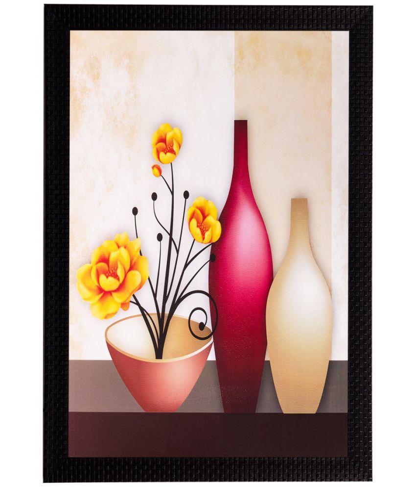     			eCraftIndia Multicoloured Vases & Flowers UV Wall Art