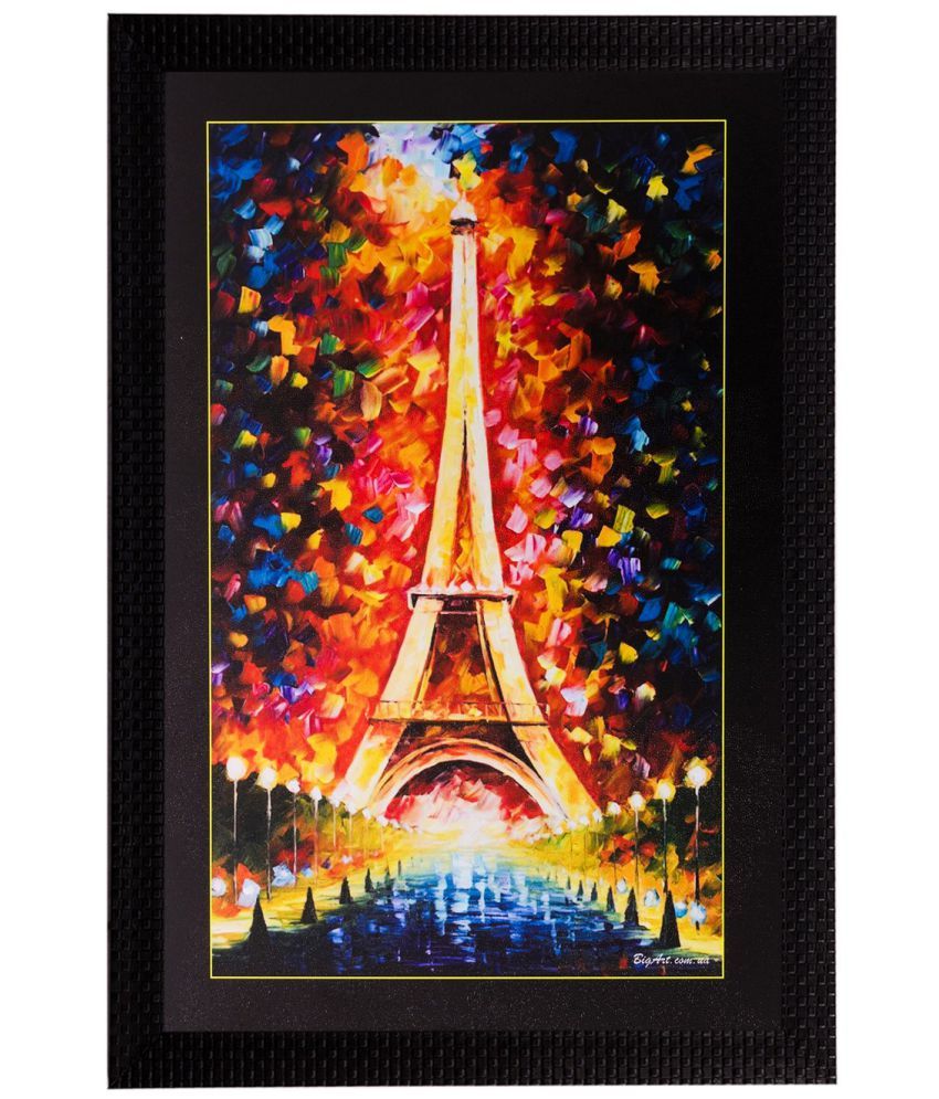     			eCraftIndia Multicoloured Beautiful Eiffel Tower UV Framed Wall Art