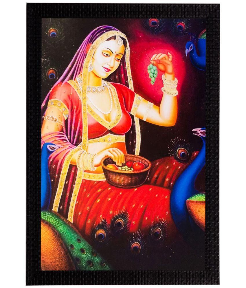     			eCraftIndia Multicoloured Beautiful Lady UV Framed Wall Art