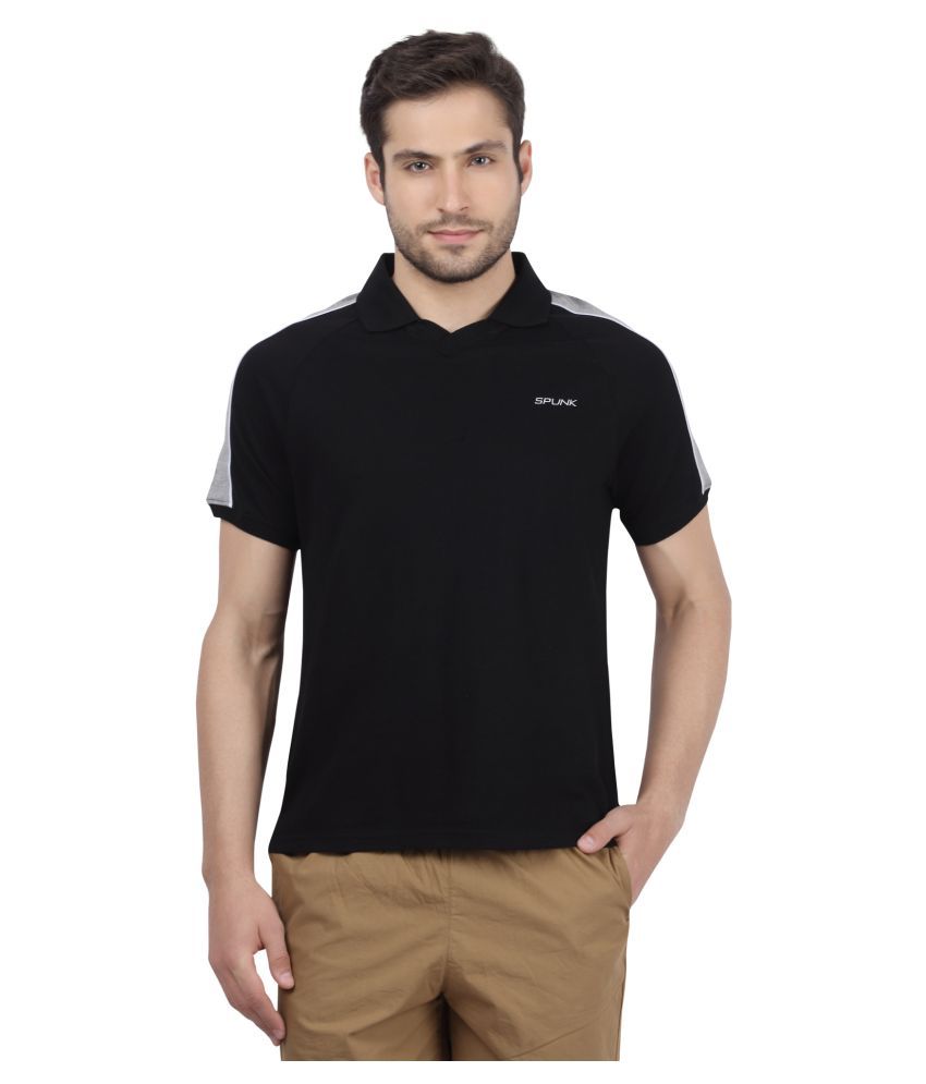 Spunk By Fbb Black Regular Fit Polo T Shirt - Buy Spunk By Fbb Black