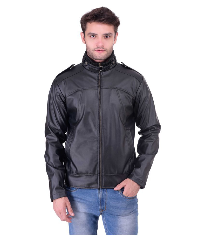Tej Star Black Leather Jacket Jacket - Buy Tej Star Black Leather ...
