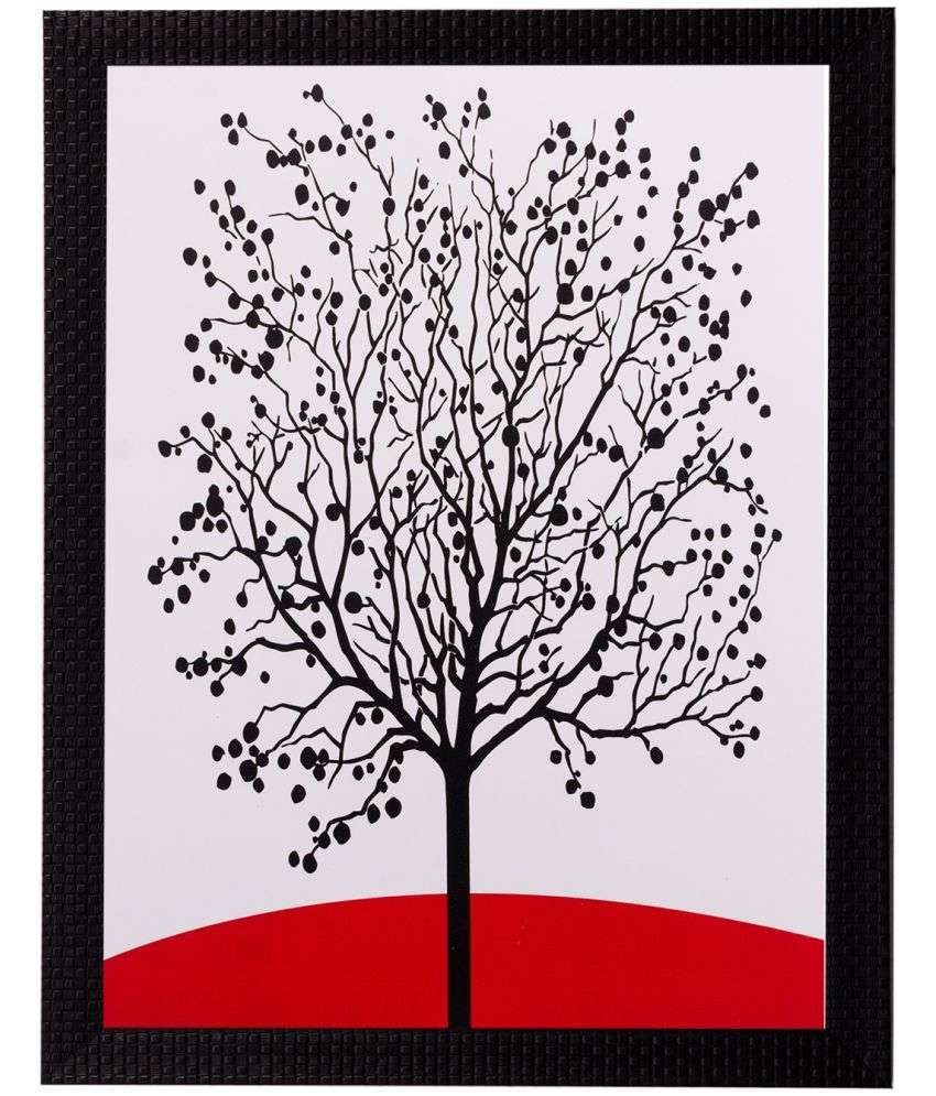     			eCraftIndia Black & White Abstract Black Tree Framed Wall Art