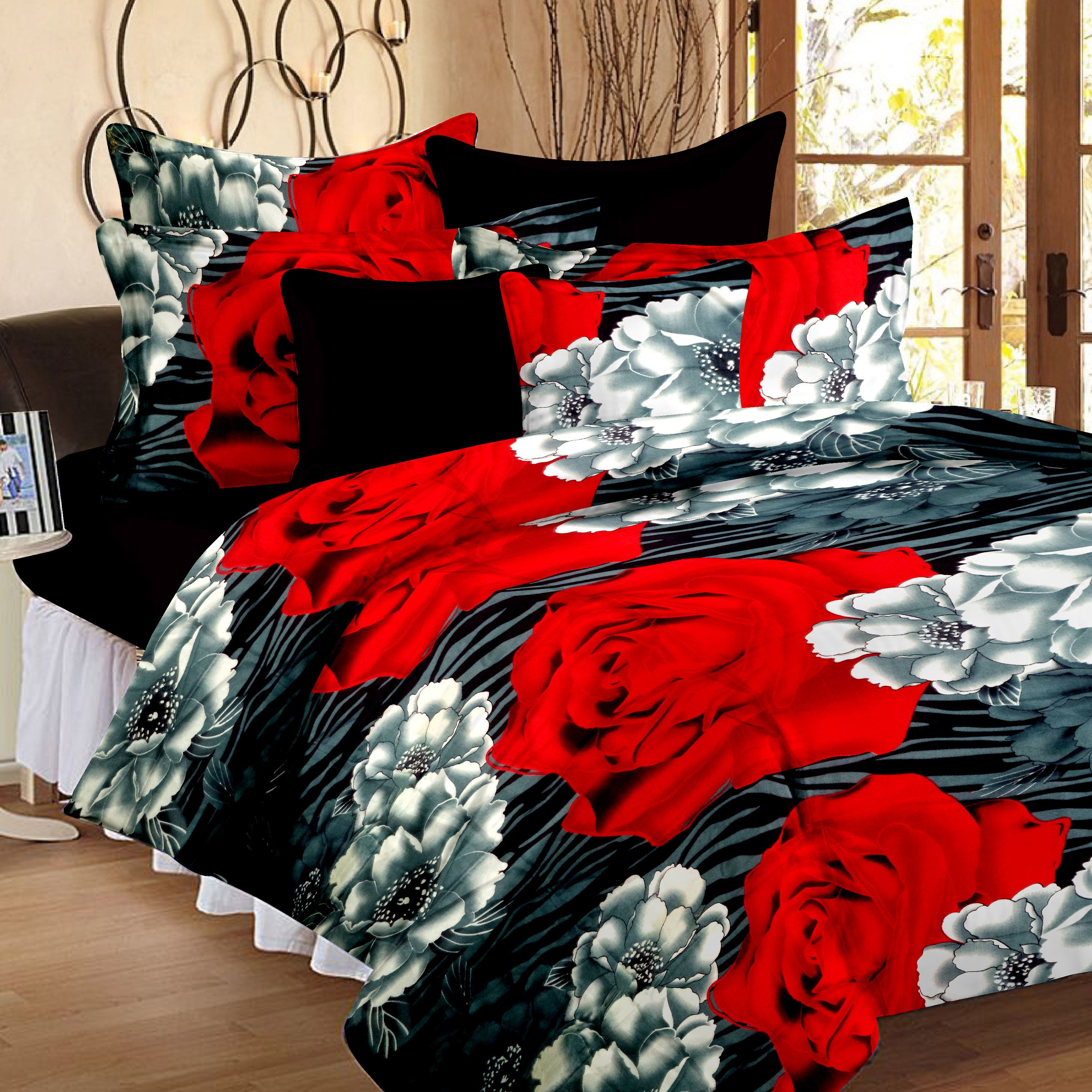     			Story@Home Single Poly Flannel Floral Multi Comforter Coordinated