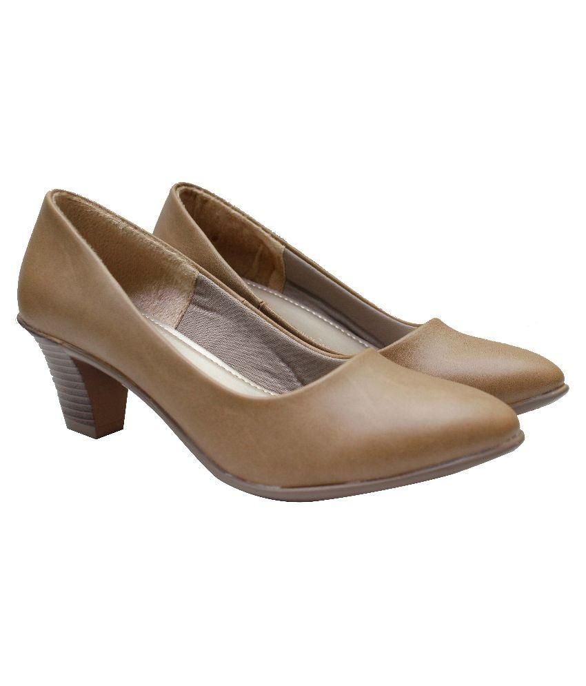 tan block heel pumps