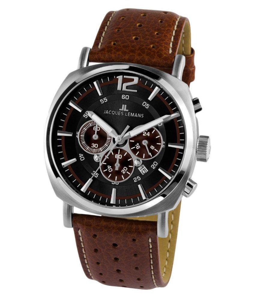 Jacques Lemans Brown Leather Chronograph Watch for Men - Buy Jacques ...