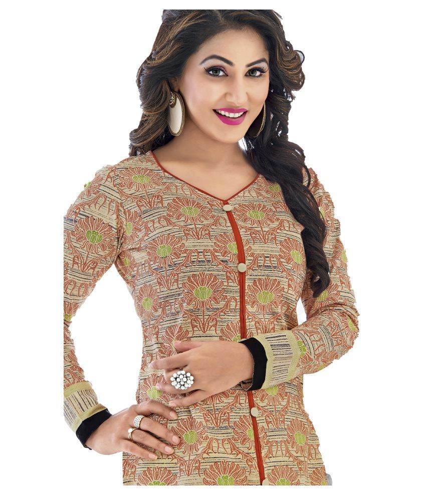 Shree Ganesh White and Beige Cotton Dress Material - Buy Shree Ganesh White and Beige Cotton 