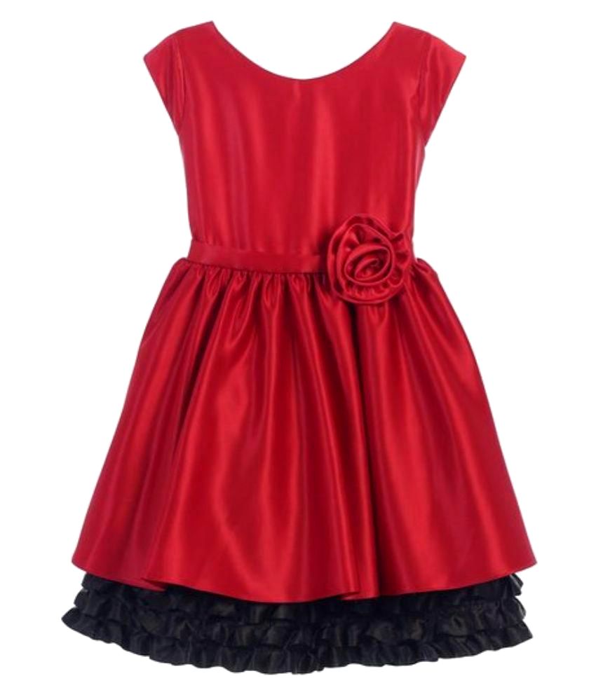 red frill frock