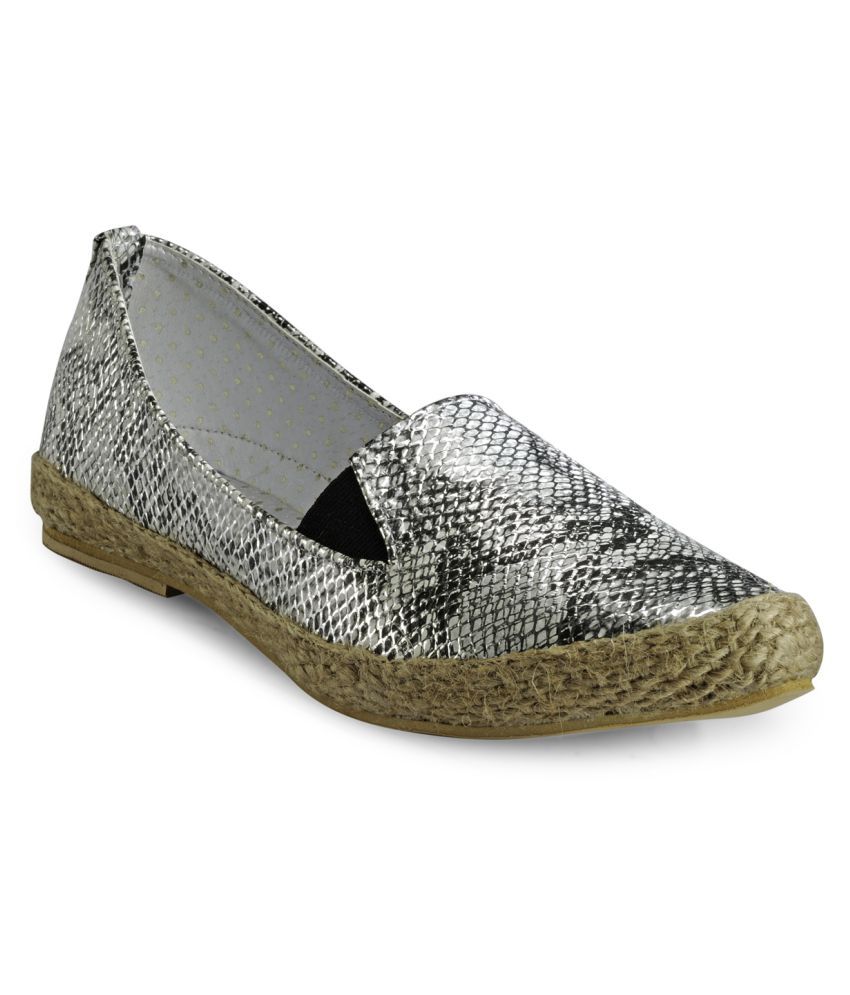 silver flat espadrilles