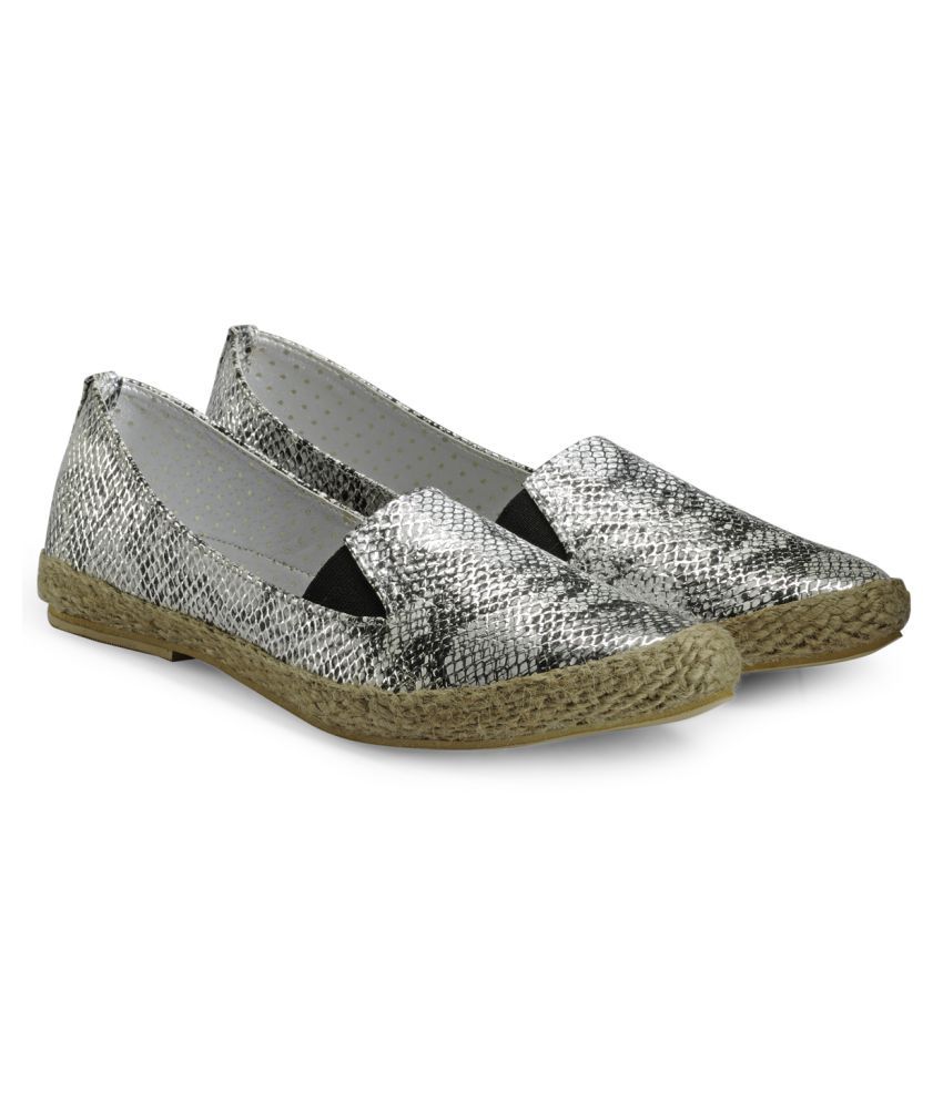 silver flat espadrilles