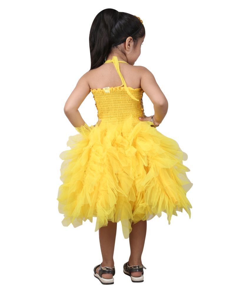 yellow colour long frock
