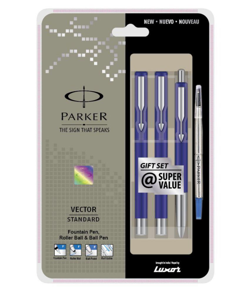     			Parker Blue Vector Standard Triple CT Pen Set