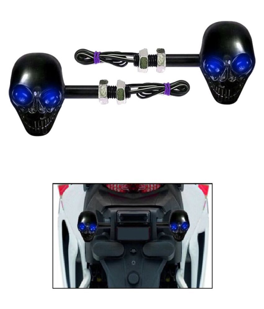 AutoSwag Blue LED Skull Bike Indicator Light Set of 2 Buy AutoSwag