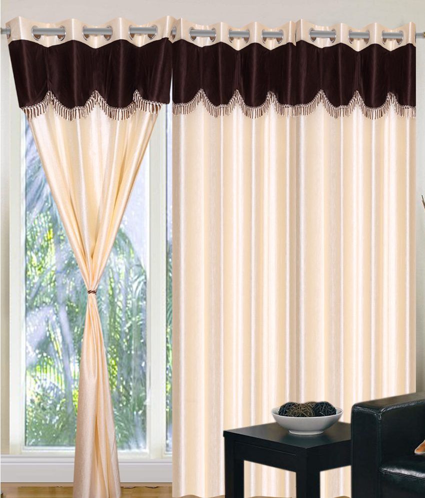     			Tanishka Fabs Solid Semi-Transparent Eyelet Curtain 5 ft ( Pack of 3 ) - Beige