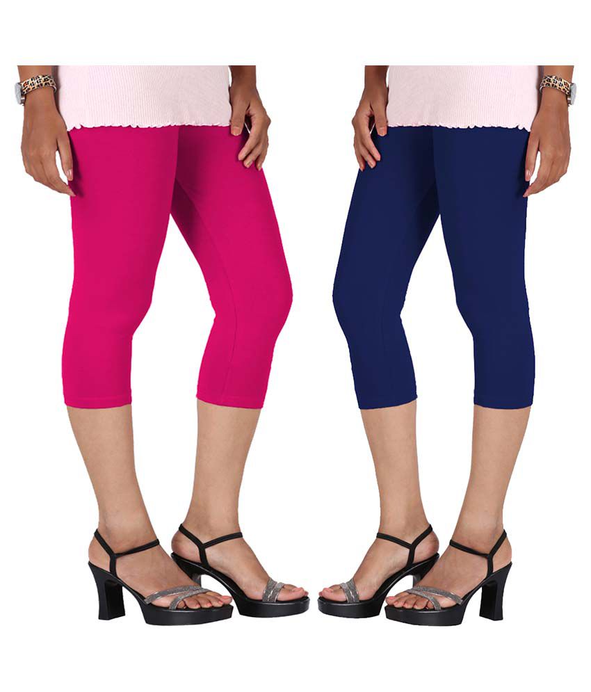 Buy Perfect Multi Color Cotton Lycra Capris - Pack of 2 Online at Best ...