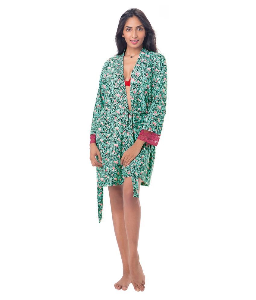 Buy Prettysecrets Green Cotton Robes Online at Best Prices in India