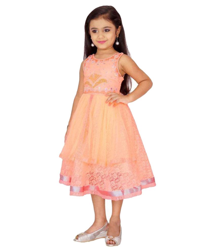 peach colour party frock
