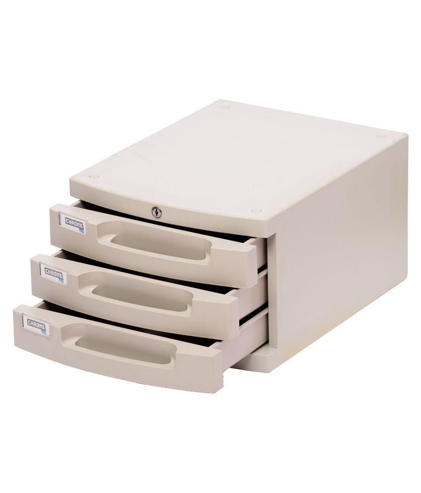 Chrome 3 Compartments Plastic File Cabinet Drawers (Grey): Buy Online at Best Price in India ...