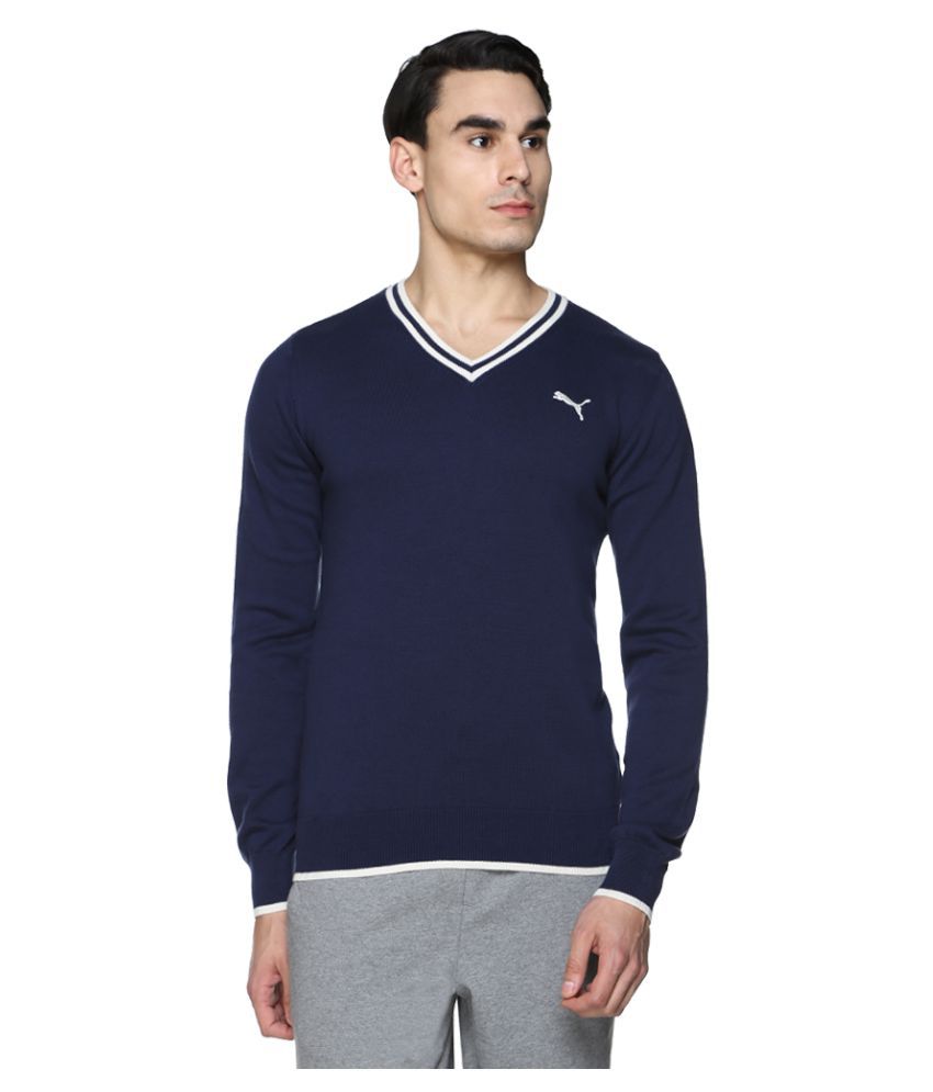 Puma Blue V Neck Sweater - Buy Puma Blue V Neck Sweater Online at Best ...