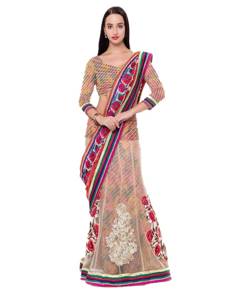 Jiya Fashion Multicoloured Net Saree - Buy Jiya Fashion Multicoloured