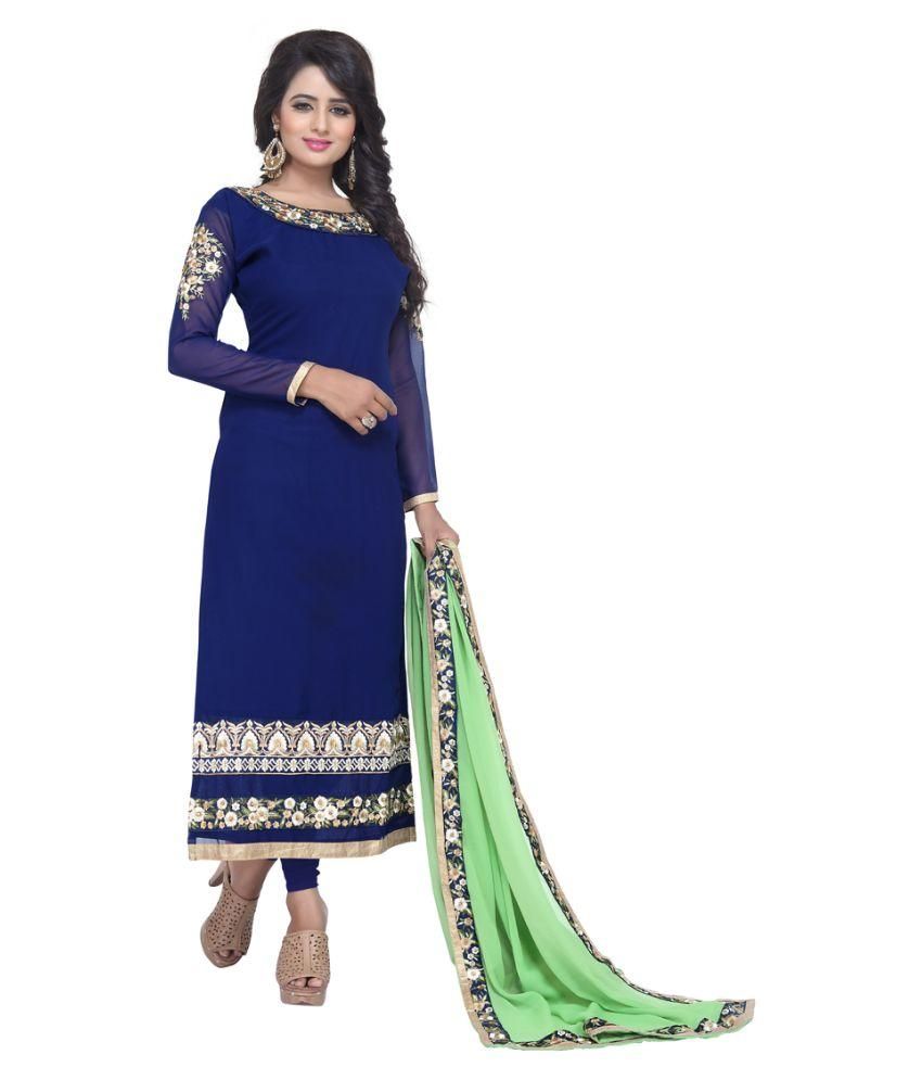 Awesome Blue and Grey Cotton Dress Material Buy Awesome Blue and Grey Cotton Dress Material