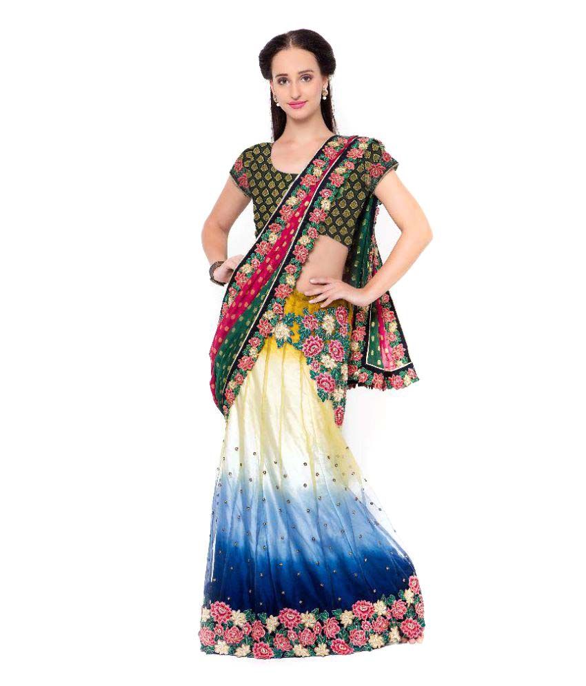 Jiya Fashion Multicoloured Net Saree - Buy Jiya Fashion Multicoloured