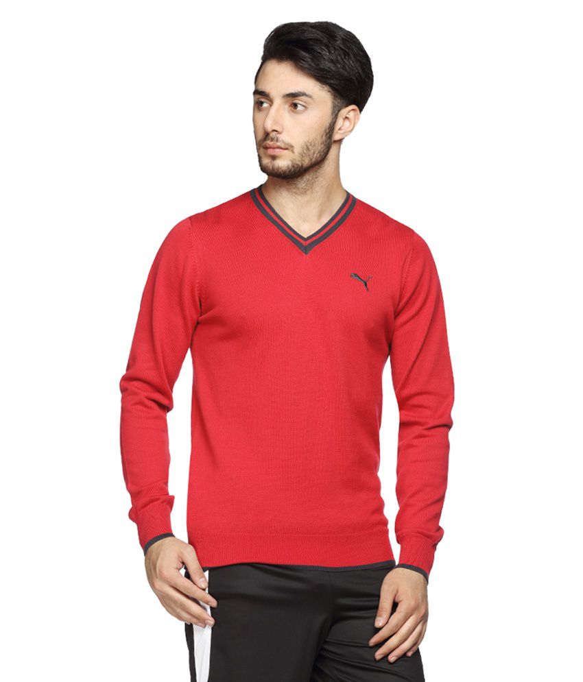 Puma Red V Neck Sweater - Buy Puma Red V Neck Sweater Online at Best ...
